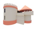 3d rendering model of modern minimalist orange castle architecture building