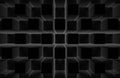 3d rendering. modern abstract random dark black square cube box bar stack wall design art background. Royalty Free Stock Photo