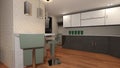 3D Rendering Modern Apartment Kitchen Royalty Free Stock Photo