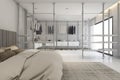 3d rendering modern bedoom with walk in closet and wardrobe Royalty Free Stock Photo