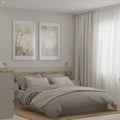 Modern Bedroom interior Design in natural Beige Royalty Free Stock Photo