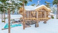 3d rendering of modern cozy chalet in night in New Year holidays