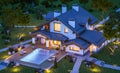 3d rendering of modern cozy house in chalet style Royalty Free Stock Photo