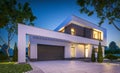 3d rendering of modern house at night Royalty Free Stock Photo