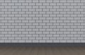 3d rendering. modern gray rough brick block wall and wood floor background