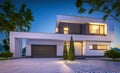 3d rendering of modern house at night Royalty Free Stock Photo