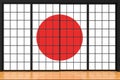 3d rendering. modern Japanese flag style sliding paper door wall background Royalty Free Stock Photo