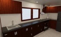 3D Rendering Modern Kitchen Room