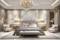 3d rendering modern luxury classic bedroom with marble decor Royalty Free Stock Photo