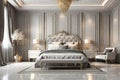 3d rendering modern luxury classic bedroom with marble decor Royalty Free Stock Photo