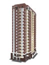 3d rendering of modern multi-storey residential building