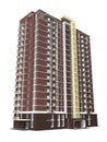 3d rendering of modern multi-storey residential building