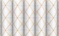 3d rendering. modern textured golden square grid pattern on cylinder wall design background.