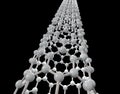3D rendering of a molecular model of a carbon nanotube isolated on a black background. Royalty Free Stock Photo