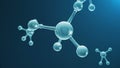 3D rendering molecule structure. Scientific medical background with atoms and molecules. Blue background. Scientific