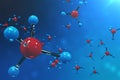 3D rendering molecules. Atoms bacgkround. Medical background for banner or flyer. Molecular structure at the atomic
