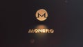 3D Rendering of monero cryptocurrency golden logo