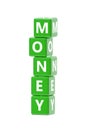 3D Rendering Money Text on Green Square Boxes