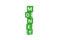 3D Rendering Money Text on Green Square Boxes