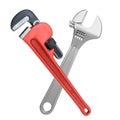 3D Rendering Monkey Wrench And Pipe Wrench Isolated On White Background, PNG File Add - Transparent Background Royalty Free Stock Photo