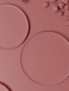 3D Rendering Monochrome Pink Round Plates Product Display Background for Beauty, Healthcare, Skincare, Food and Beverage Products