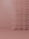 3D Rendering Monochrome Pink Studio shot Background with Chinese Style Decoration Screen for Beauty, Food and Drink Product