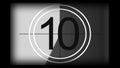 3D rendering of a monochrome universal countdown film leader. Countdown clock from 10 to 0 Royalty Free Stock Photo