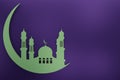 3D Rendering Of Moon Mosque, Purple Wall and Ramadhan Theme.