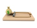 3D Rendering of mousetrap with money bag as lure