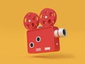 3d render movie-cinema projector cartoon style yellow background movie,cinema,entertainment concept