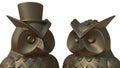 3D rendering - Mr and Mrs owl statuettes