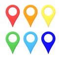 3D Rendering of multi colored map location pins Royalty Free Stock Photo