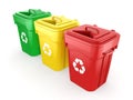 3D rendering Multicolor Recycling Bins