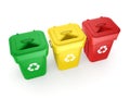 3D rendering Multicolor Recycling Bins