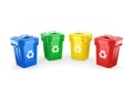 3D rendering Multicolor Recycling Bins
