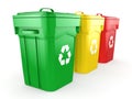 3D rendering Multicolor Recycling Bins