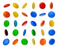 3D rendering of multicolored coated chocolate candy gems floating on an white background Royalty Free Stock Photo