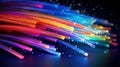 3d rendering of multicolored optical fibers. Computer generated abstract background Generative AI Royalty Free Stock Photo