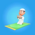 3D Rendering of a Muslim Character Performing Prayer Movements