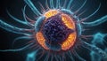 3D rendering of a mutating virus, captured at the nanoscale level