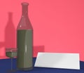 3D rendering Name Text, Bottle and Glass for background and mock up object