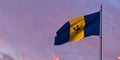 3d rendering of the national flag of the Barbados