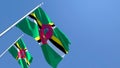 3D rendering of the national flag of Dominica waving in the wind