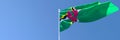 3D rendering of the national flag of Dominica waving in the wind