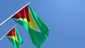3D rendering of the national flag of Guyana waving in the wind