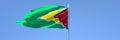 3D rendering of the national flag of Guyana waving in the wind