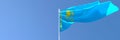 3D rendering of the national flag of Kazakhstan waving in the wind Royalty Free Stock Photo