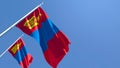 3D rendering of the national flag of Mongolia waving in the wind