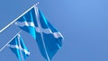 3D rendering of the national flag of Scotland waving in the wind