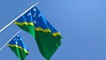 3D rendering of the national flag of Solomon Islands waving in the wind
